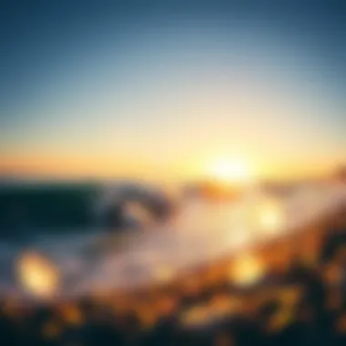 Sunset Surfing Experience A panoramic view of surfers riding waves at sunset