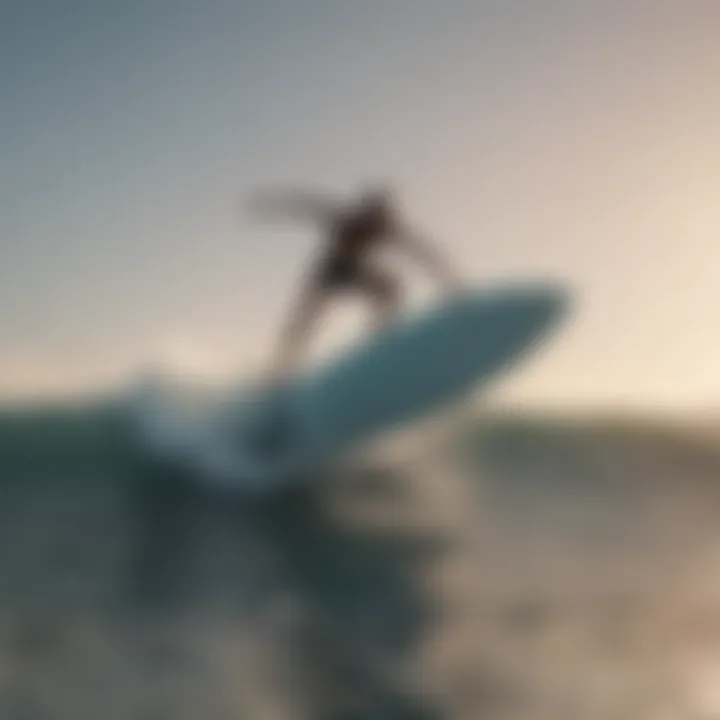 An illustration depicting a surfer achieving balance on a surfboard.