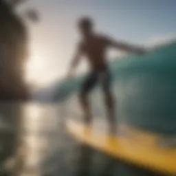 Surfer demonstrating perfect stance on a surfboard