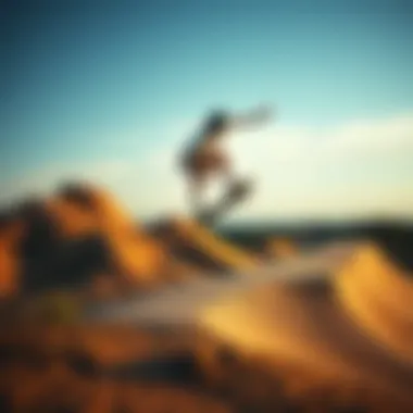 Skateboarding environment showcasing different terrains for practicing ollies