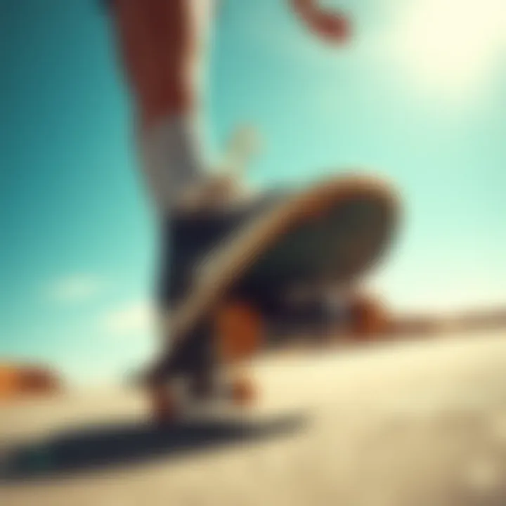 Close-up view of foot placement during an ollie