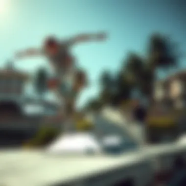 Skateboarder in mid-air performing an ollie over an obstacle