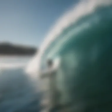 Surfer gracefully riding a long wave