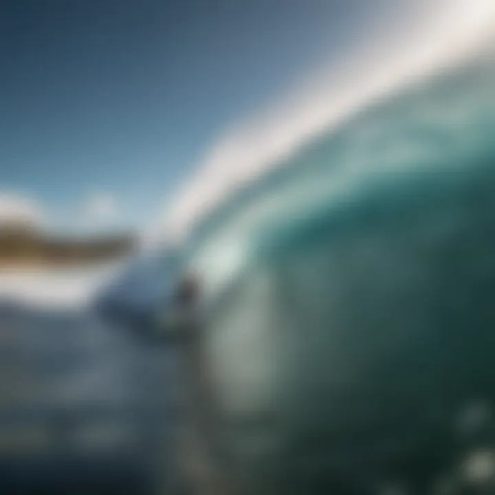 Surfer navigating a barrel with skill and focus