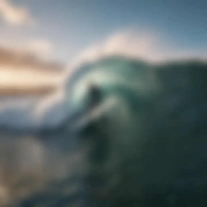 Surfer gracefully riding a massive wave