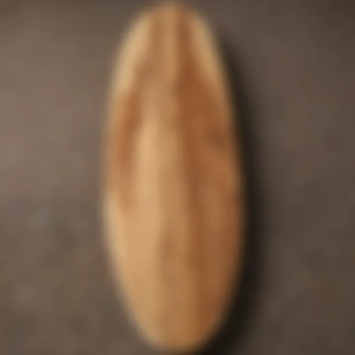 Natural wood grain pattern on a longboard deck