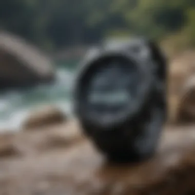 A rugged fishing watch with a digital display and GPS features.