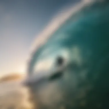 Expert surfer riding a barrel wave