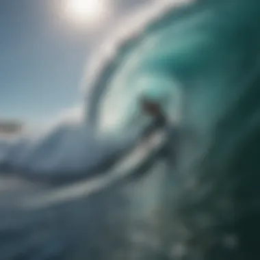 A surfer gracefully riding a massive wave