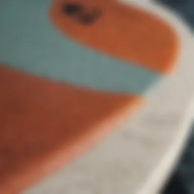 Close-up of surfboard materials showcasing different textures