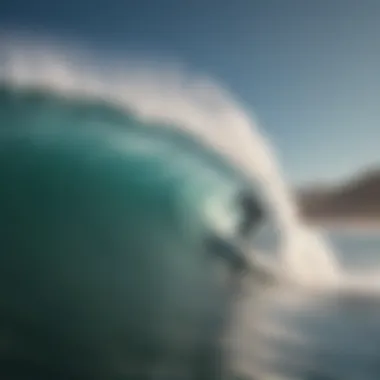 Surfer riding a wave with optimal wind conditions