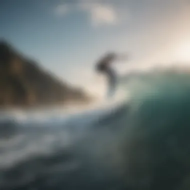 Surfboarder performing an aerial trick