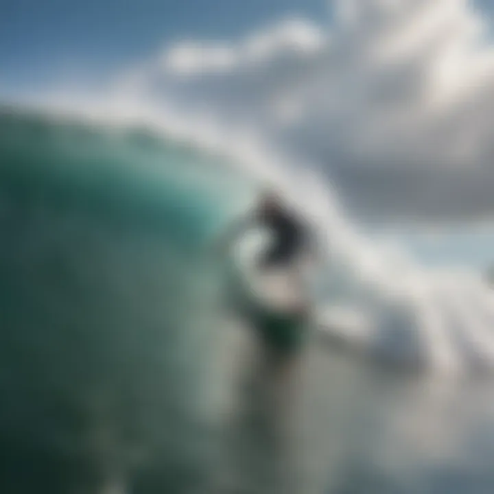 Surfer executing a sharp turn on the wave