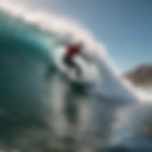 Surfer riding a powerful wave