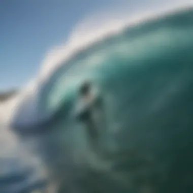 Surfer catching a barrel wave in Newport