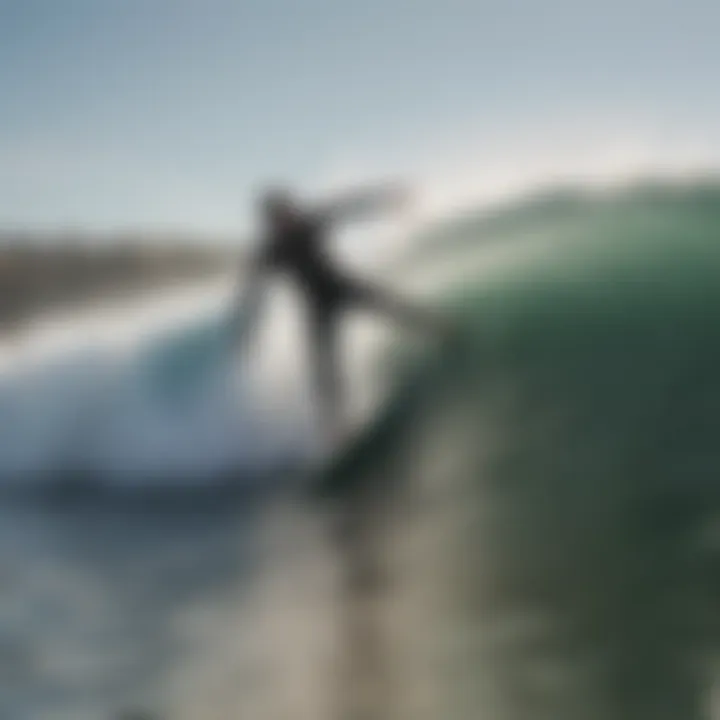 Surfer performing a stylish maneuver in Newport