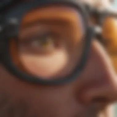 Close-up of Oakley sunglasses lenses showing clarity and protection