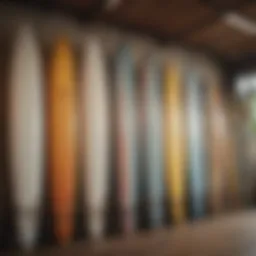 Vibrant surfboards displayed at the Ocean Hut Surf Shop