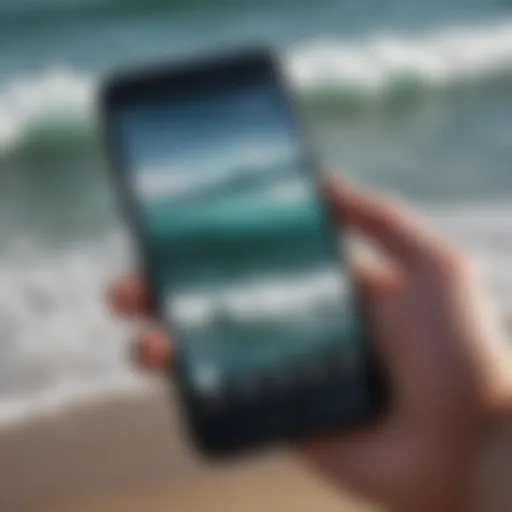 Ocean tide app on smartphone screen