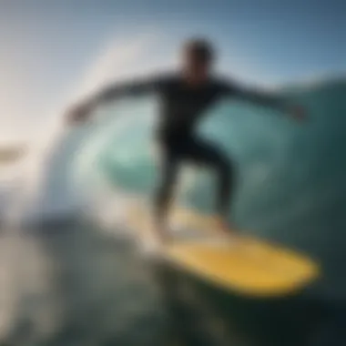 Oceanic Flow - Aerial view of a surfer riding a powerful wave