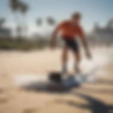 Onewheel surfboard in action on a sunny beach day