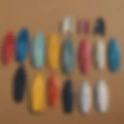 A selection of high-performance bodysurfing fins displayed on a sandy beach