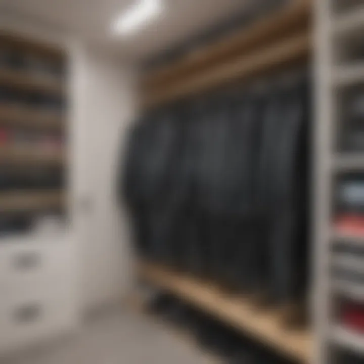 Wetsuits neatly stored in airy closet with proper ventilation