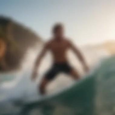 Surfer executing power-enhancing exercises