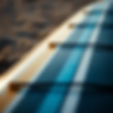 Close-up of the materials used in a paddle board