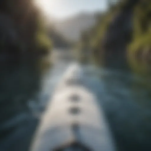 Paddle board on serene water surface