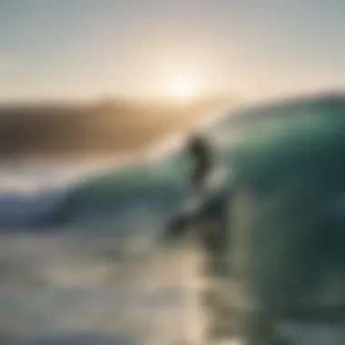 Scenic view of a surfer on a rigid stand-up paddle board gliding gracefully on the water