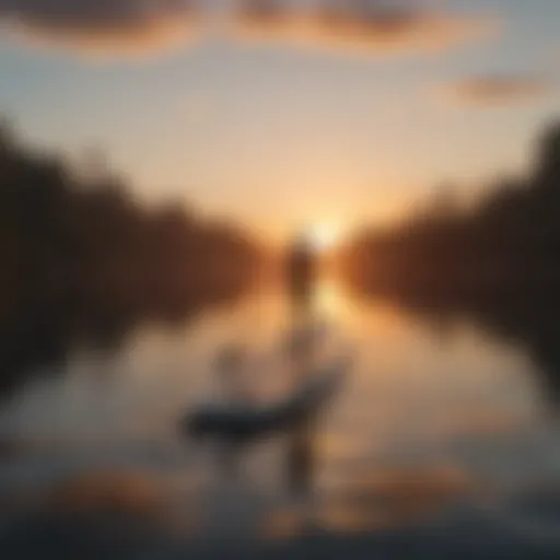 Paddleboard on tranquil waters reflecting the sunset