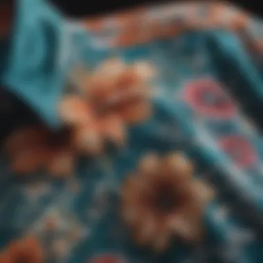 A close-up of a vibrant Patagonia Hawaiian shirt showcasing intricate floral patterns