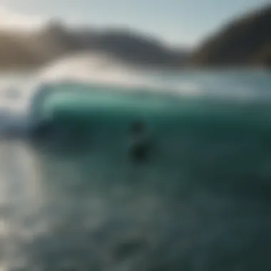 Surfer navigating through the challenging waves in Patagonia