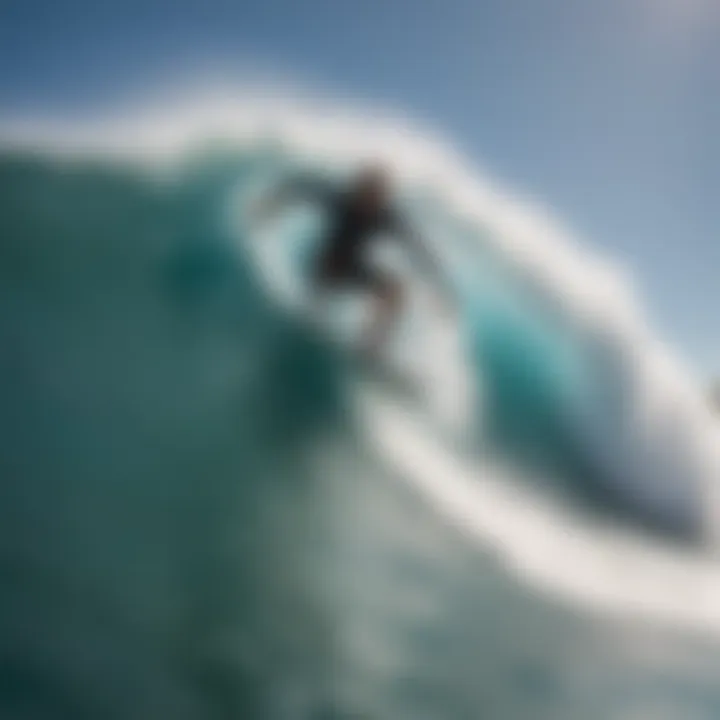 Surfer executing a powerful turn on a wave