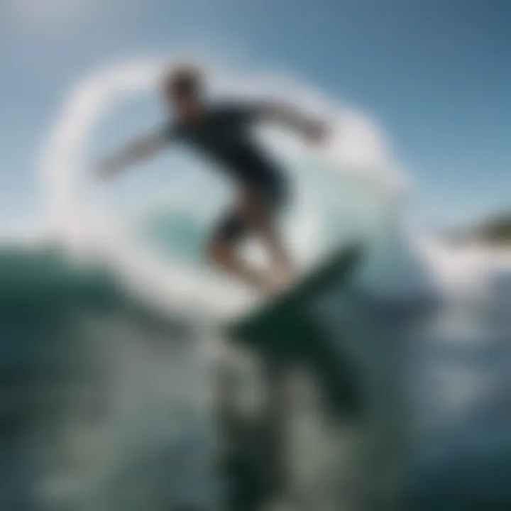 Professional skimboarder executing a flawless wraparound turn on a glassy wave