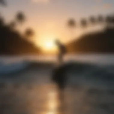 Sunset Silhouette of Surfer in Puerto Rico