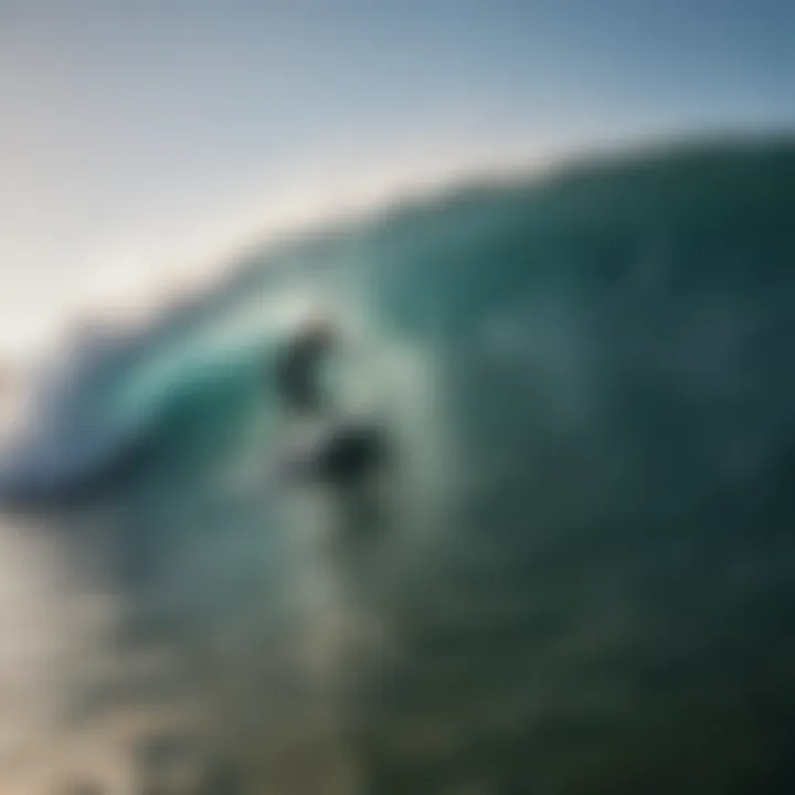 Dynamic surfboard maneuver in the midst of waves