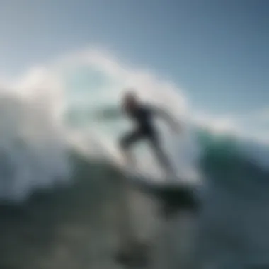 Ethereal surfer gracefully riding a wave