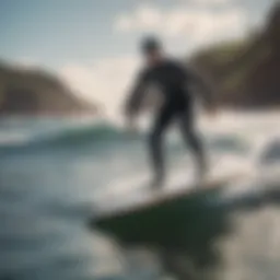 A sleek Radinn electric surfboard gliding over the waves