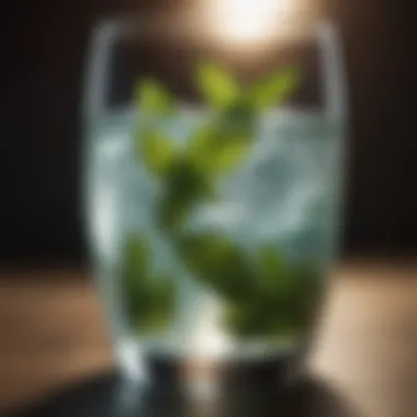 Refreshing mint-infused water in a glass