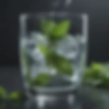 Glass of clear, refreshing water with a sprig of mint