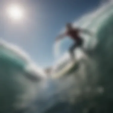 Surfer showcasing precision control with motorized surf fin