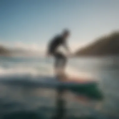 Surfer enjoying the ride on a motorized floating surfboard