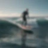 Elegantly designed rigid paddle board maneuvering through the waves