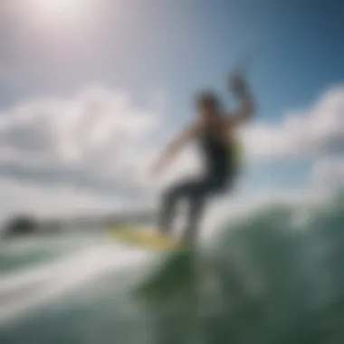 Safety-conscious kite surfer navigating through choppy Orlando waves