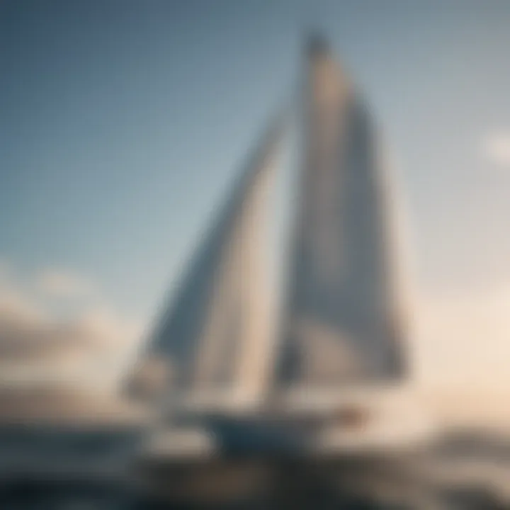 Close-up of a sail billowing in the wind against a clear sky