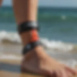 Close-up of a shark deterrent ankle band