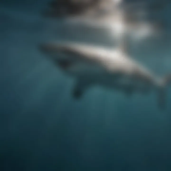 Illustration of a shark swimming in clear ocean waters