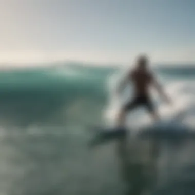 A surfer applying shark spray before entering the water